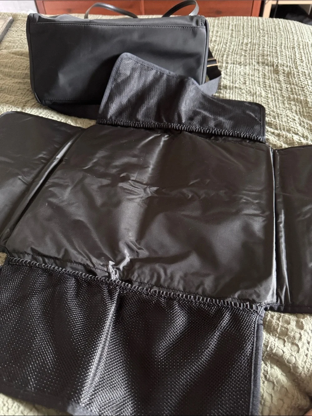 kate spade Black Nylon Diaper Tote with Gold Hardware and Matching Changing Pad